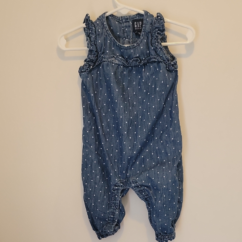 GAP Kids Denim Romper with White Dots